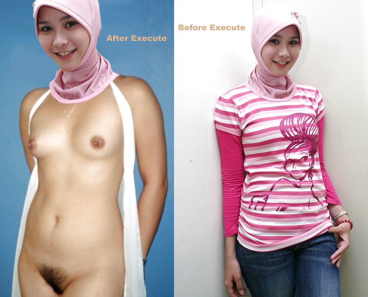 Sexy Standing Nude Indonesia Jilbab School Before and after