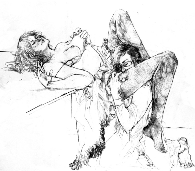 Erotic drawings with a pencil
