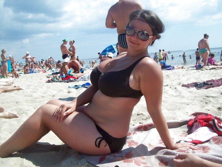 Busty Russian Women Beach in a swimsuit