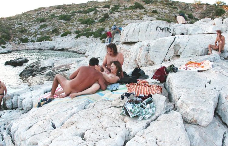 Nudists on the Greek beach