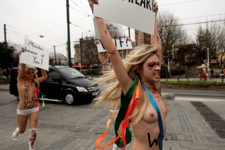 Naked activists on the street
