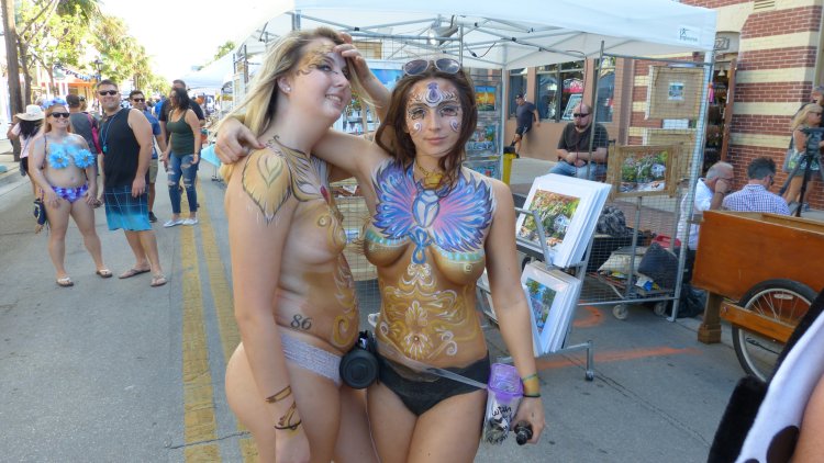 Women with a naked bottom for fantasy fest