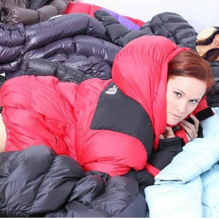 The girl in the down jacket lies