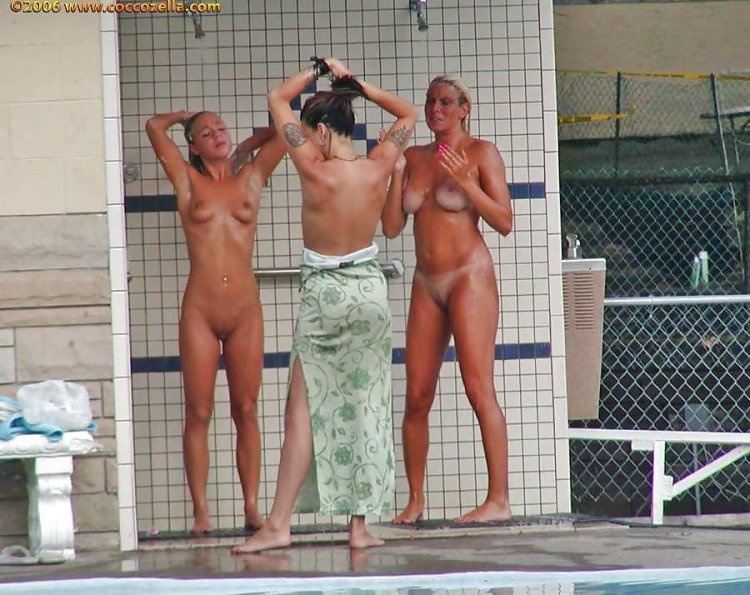 Naked Women and Men in Unisex Public Shower