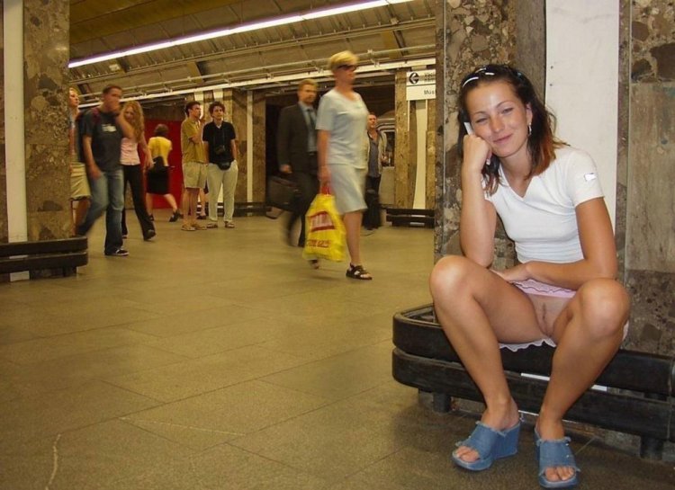 Girl without panties in public