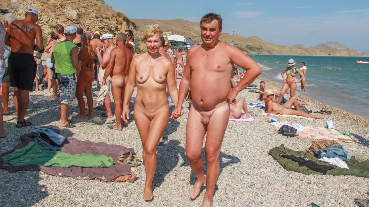 Nudist on the beach in Koktebel