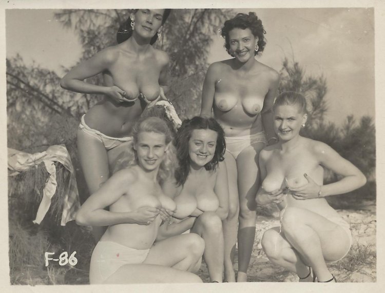 Naked women topless retro