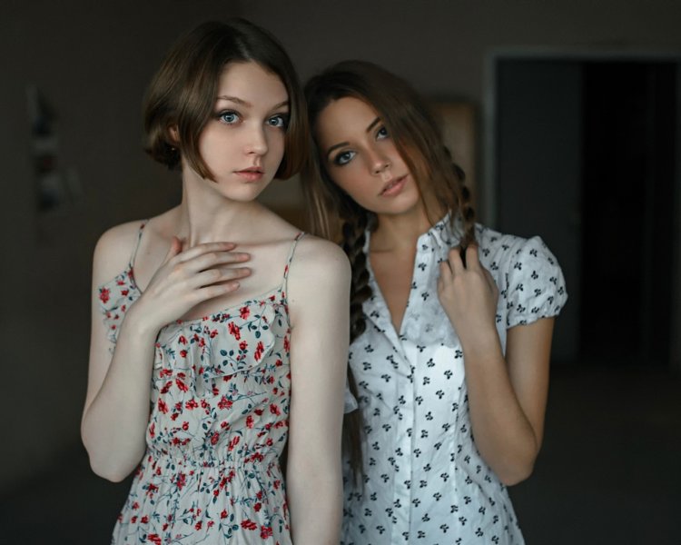 Beautiful girls teenagers pose