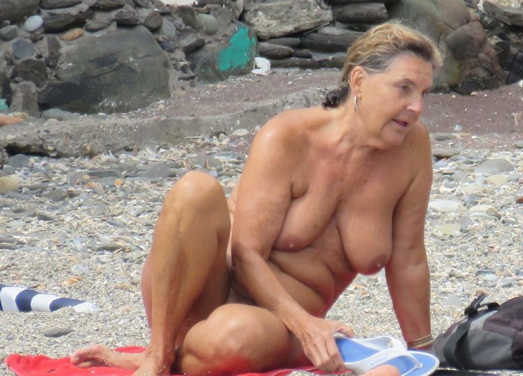 Elderly newly on the beach
