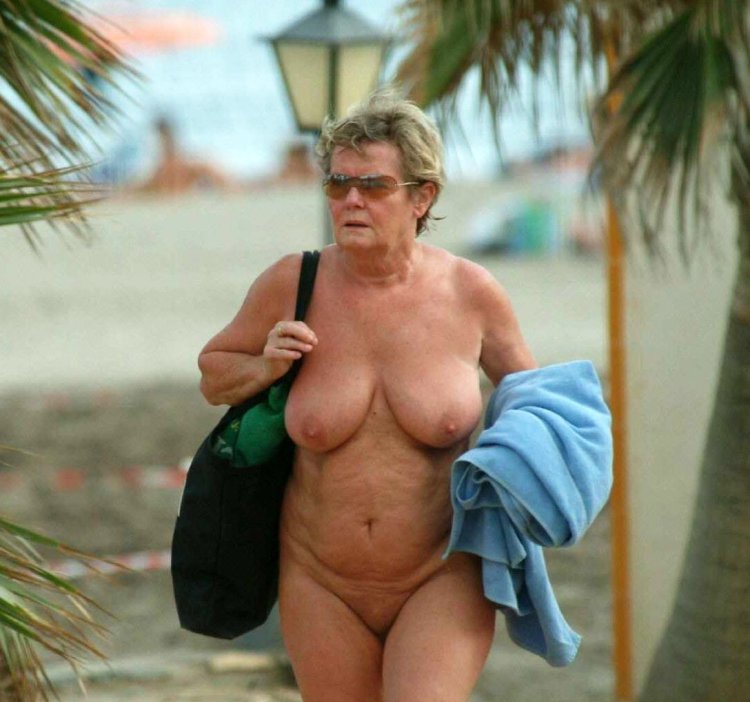 Grandmothers with big tits on the beach