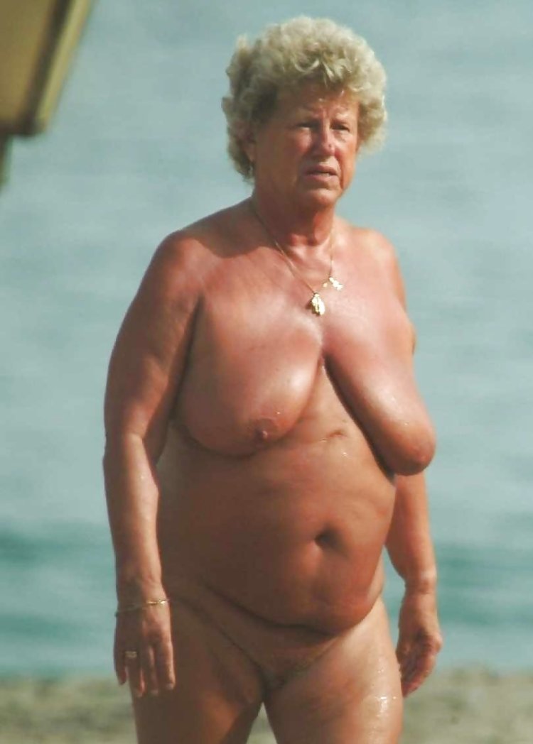 Old women on the beach Topless
