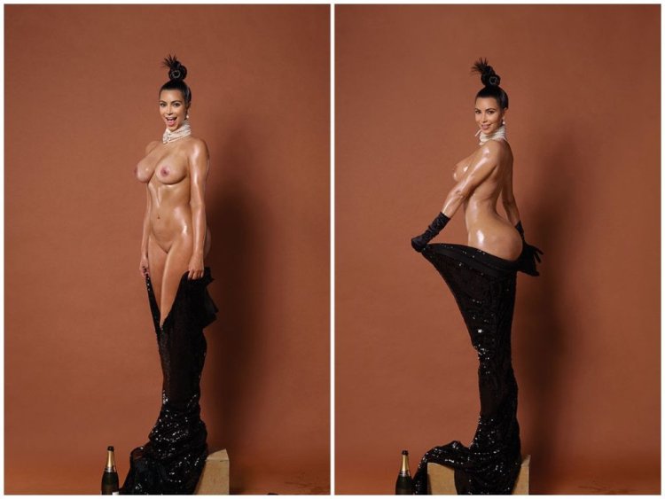 Kim Kardashian photo shoot with a glass