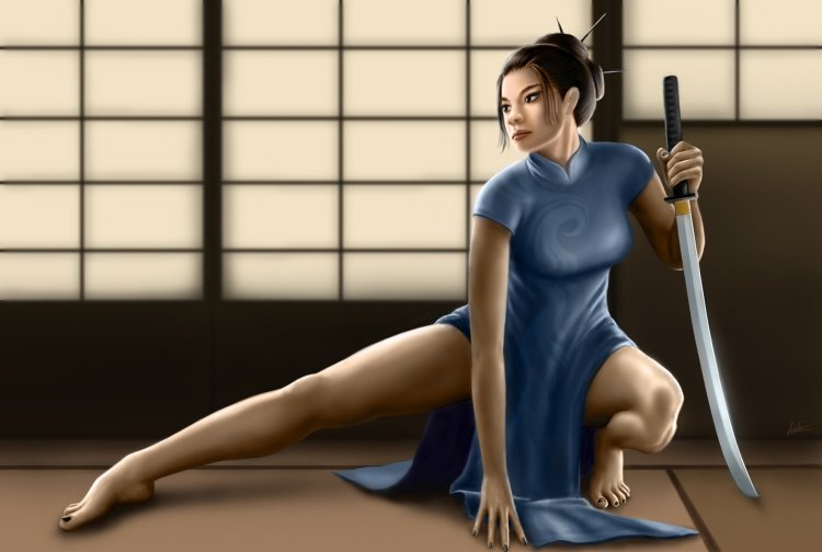 Chinese woman with a sword