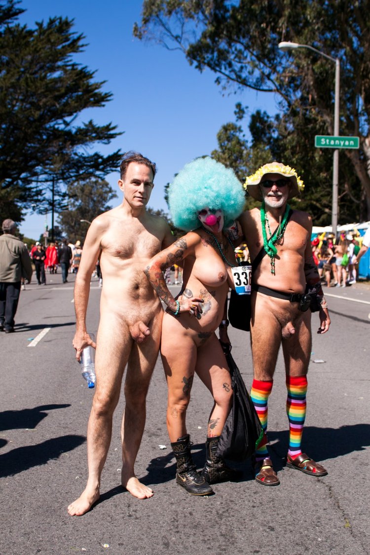 Parade of naked men and women