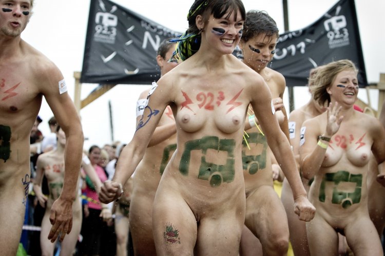 Parade of naked beautiful women