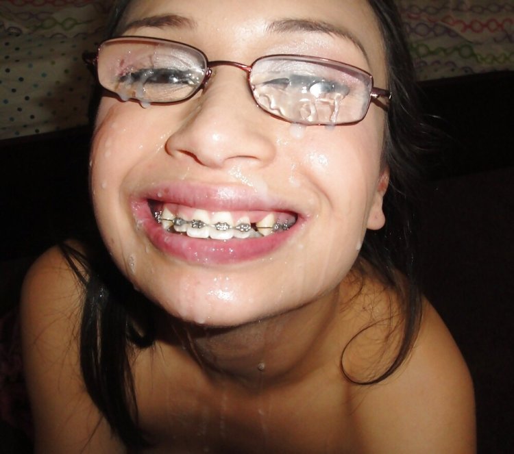 Cum in mouth for a girl with braces