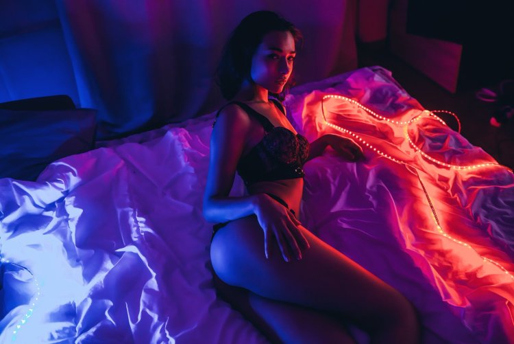 Beautiful girl in neon