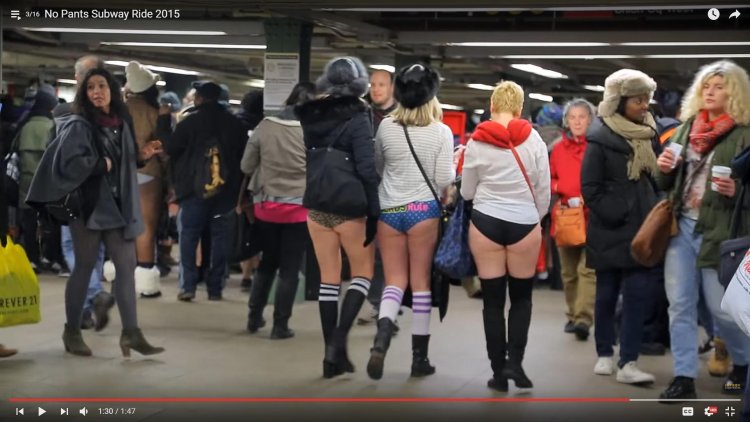 Girls in micro skirts without panties