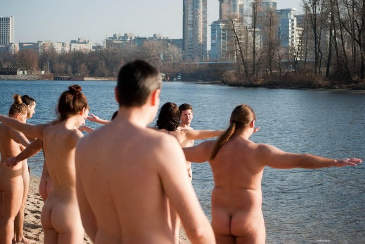 Young girls on a nudic beach