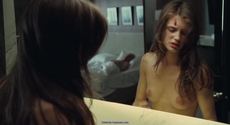 Marine Vacth in a naked swimsuit