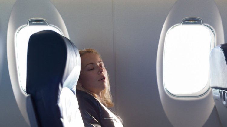 A couple in an airplane