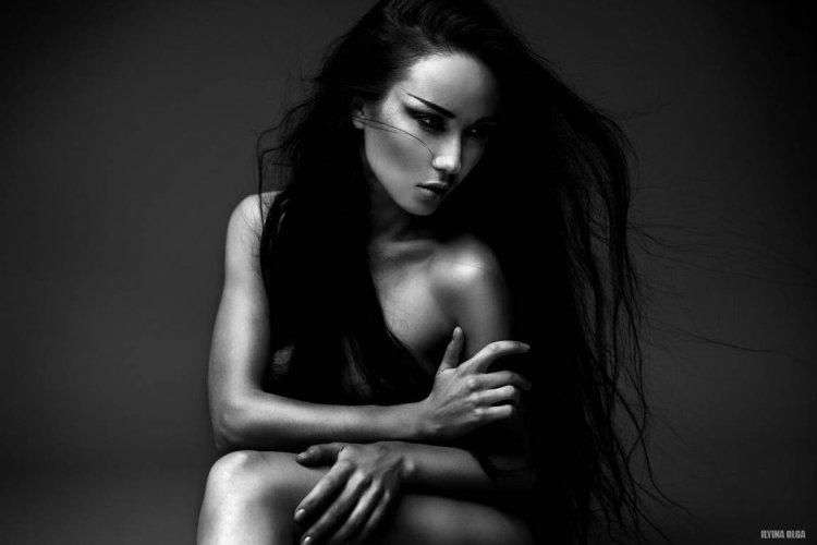 The girl flirts erotic