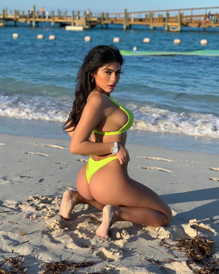 Girl in a bikin on a motorcycle Kazan