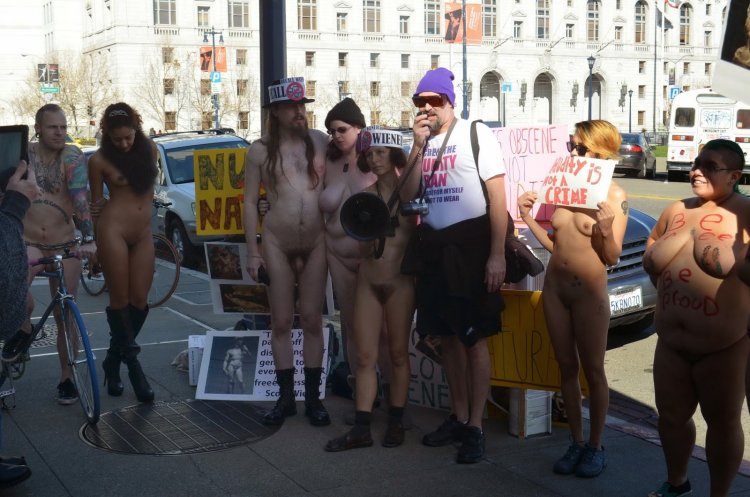 Naked procession on the street