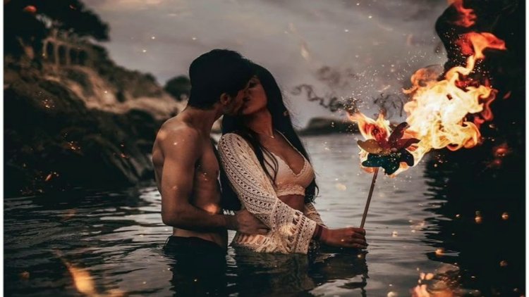 Man and woman in water