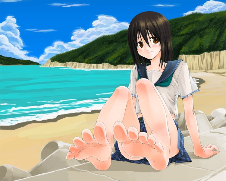 Anime girls barefoot
