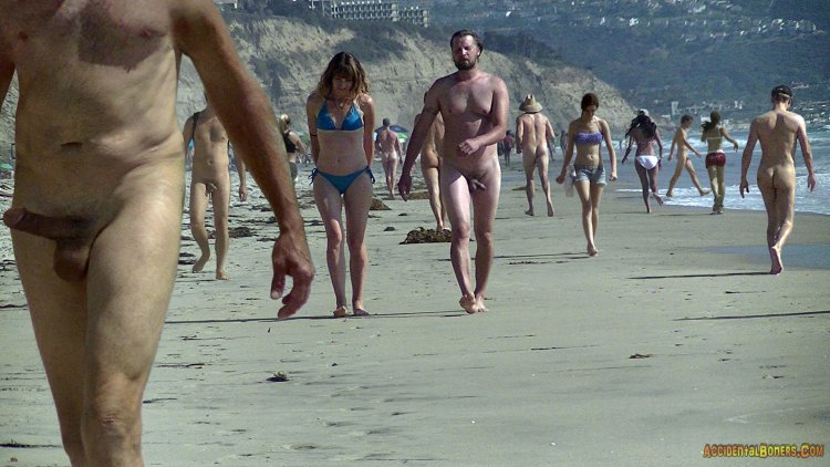 Naked guy on a public beach