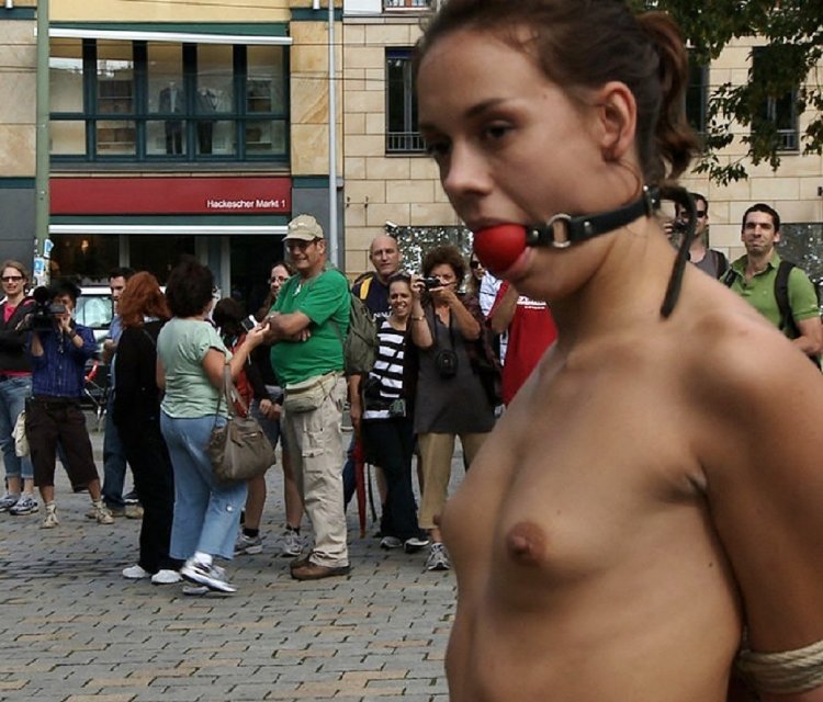 Girls show boobs in public places