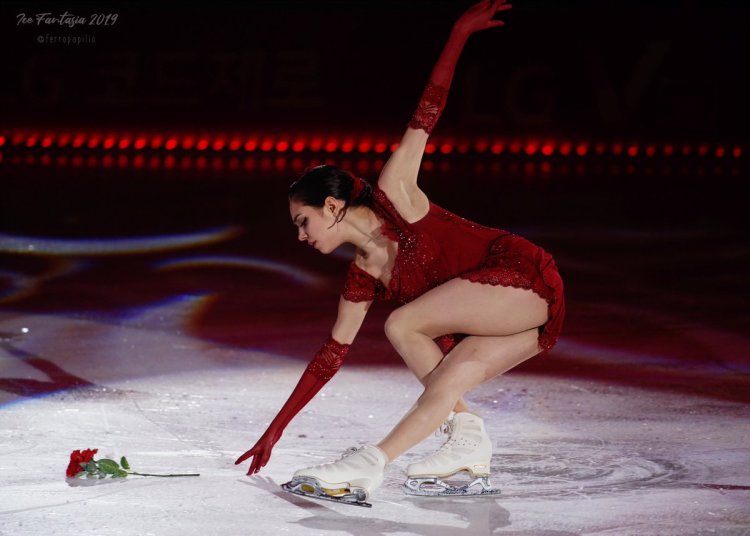 Medvedeva skater in a swimsuit