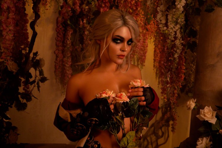 Witcher and Yennifer on a unicorn