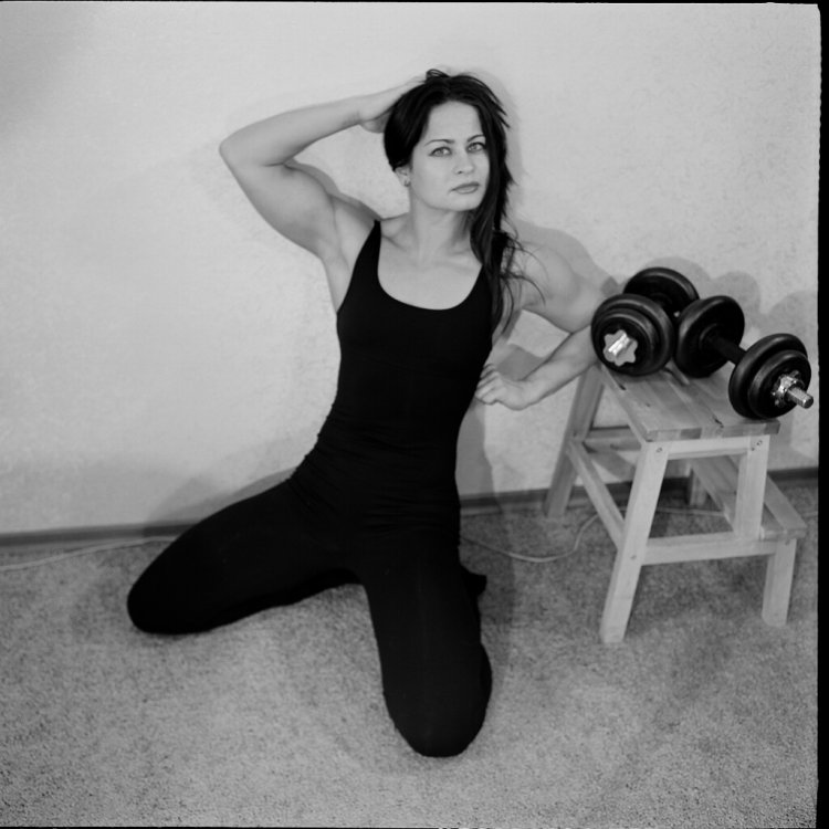 Veronica Belik in a dress