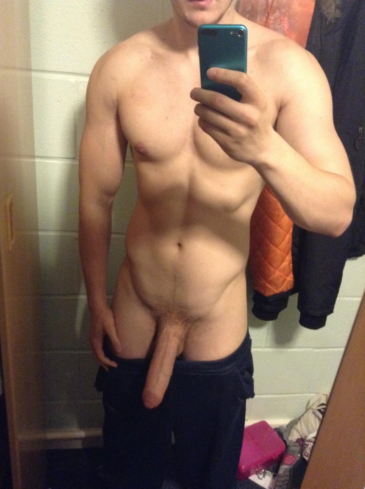Big dick in front of the mirror