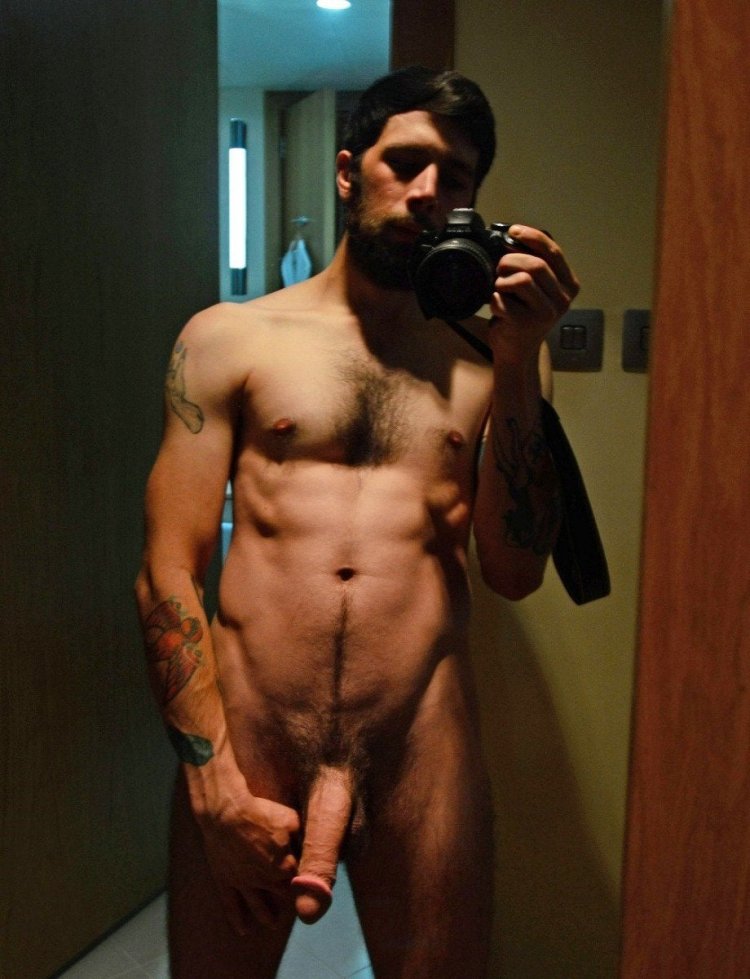 The guy shows a selfie member