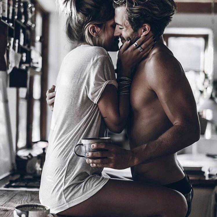 Passionate hugs of lovers