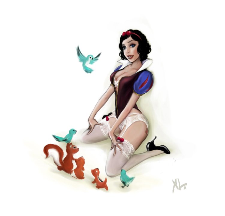 Disney princesses in the style of PIN