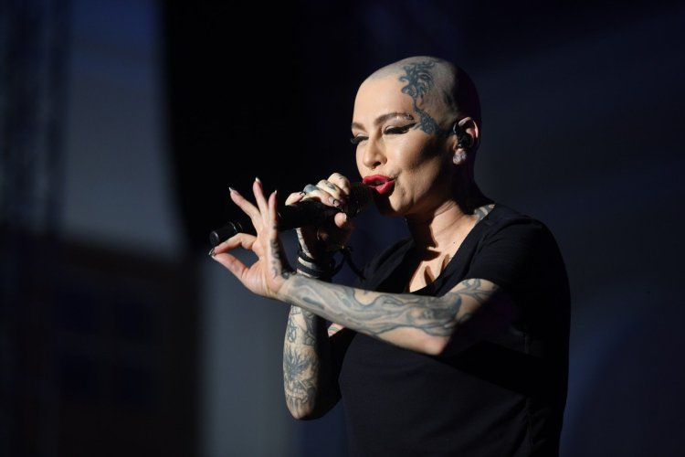 Nargiz drawing with a pencil