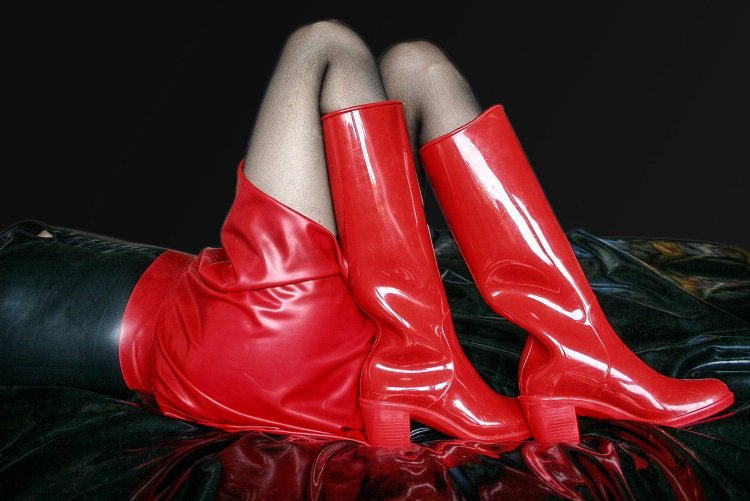 Girls in latex costumes and shoes