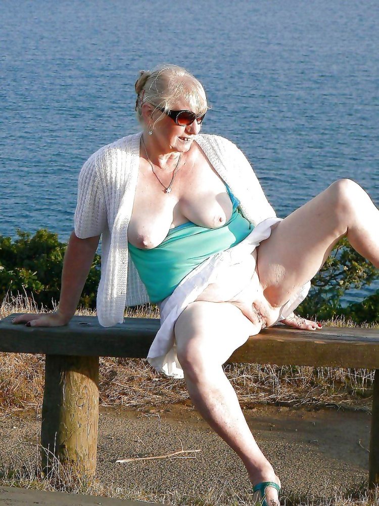 Elderly women without panties