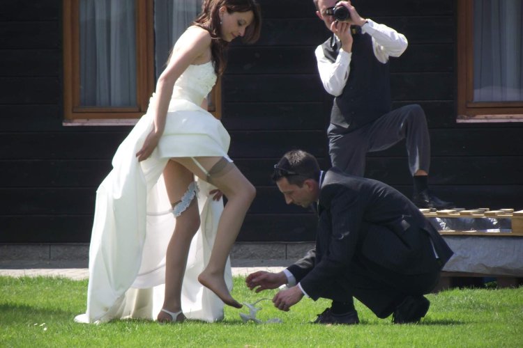 The bride has a dress