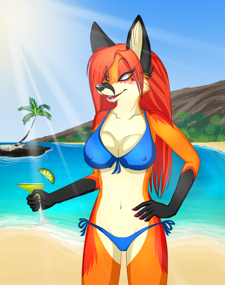 Fox in a swimsuit