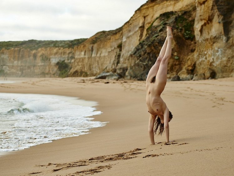 Photo shoot in the style of nude on the beach