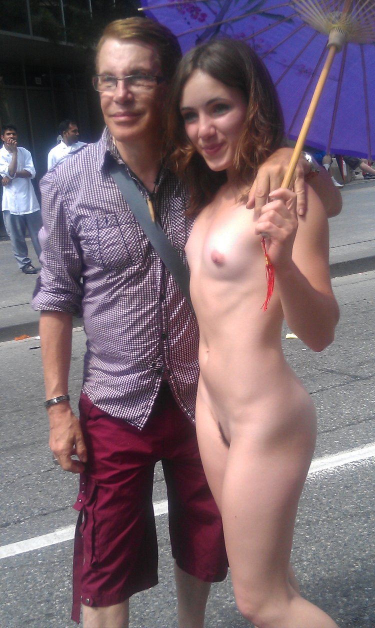 Naked nudists in public