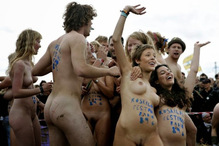 Naked girls at the rock festival
