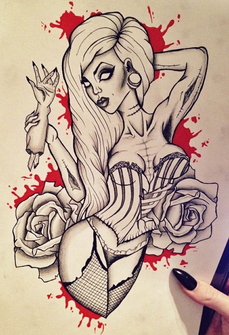 Tattoo naked woman sketch