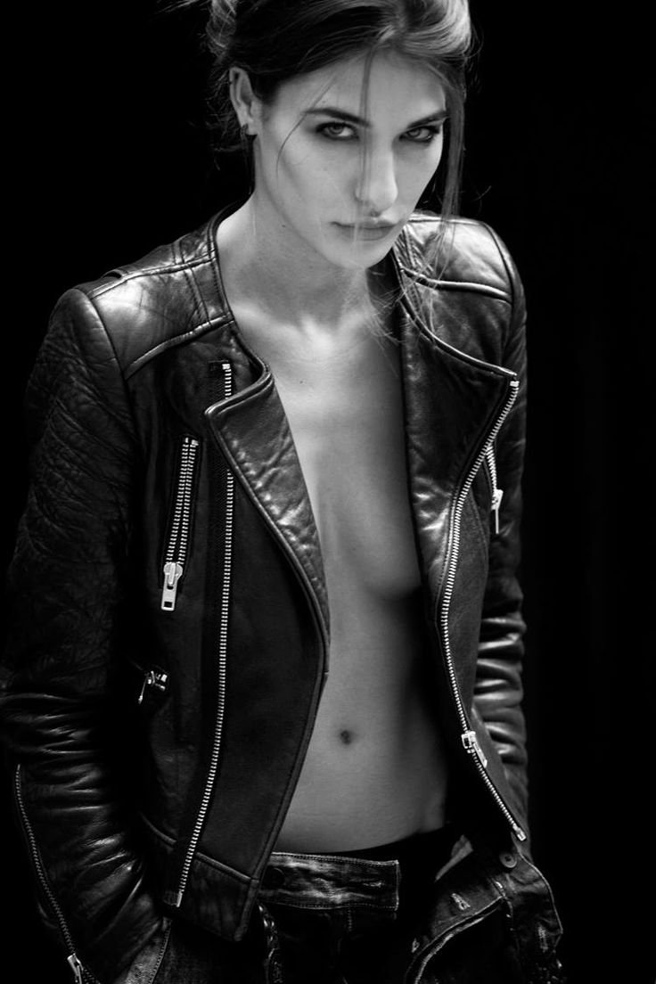 Leather jacket on a naked body