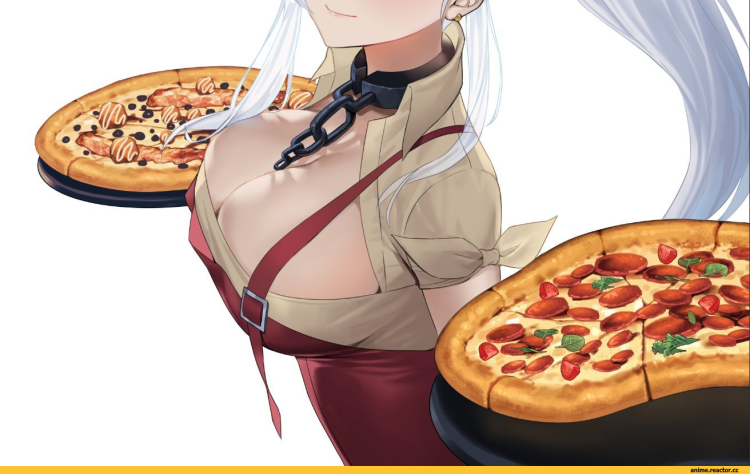 Anime girl with pizza